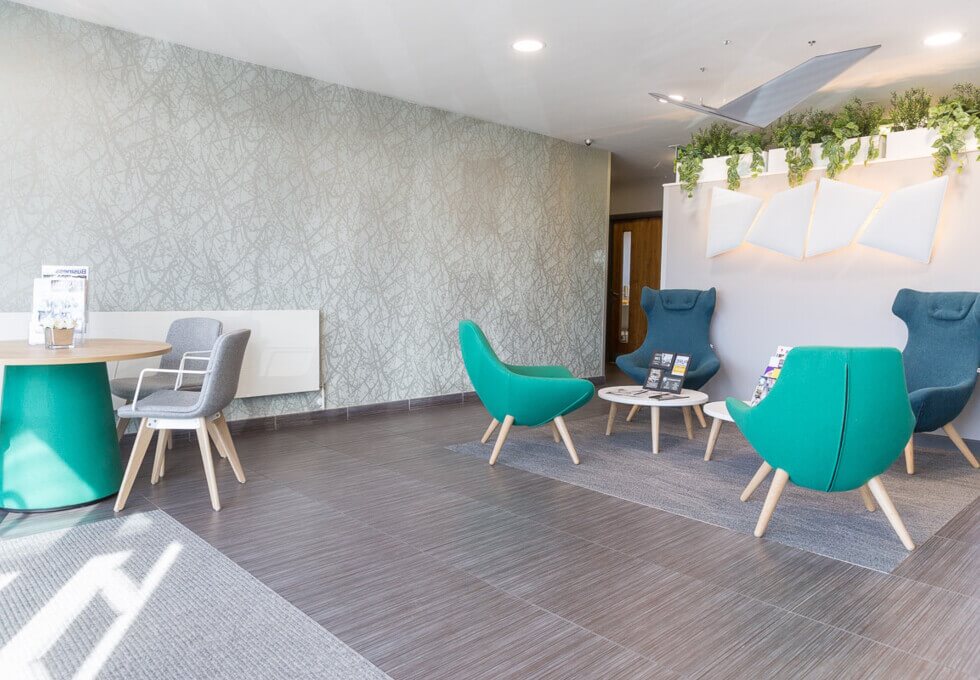 A breakout area in Kembrey Park, Pure Offices, Swindon
