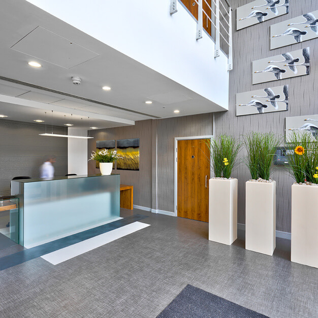 The reception at Lydiard Fields, Rombourne Business Centres in Swindon
