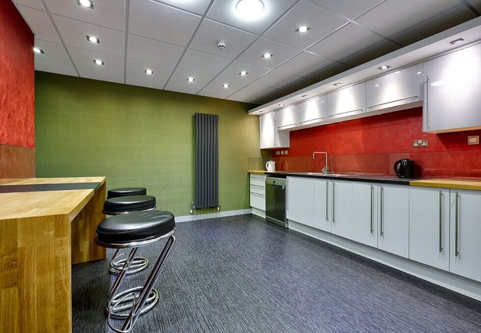 Kitchen at Cathedral Road, Rombourne Business Centres in Cardiff