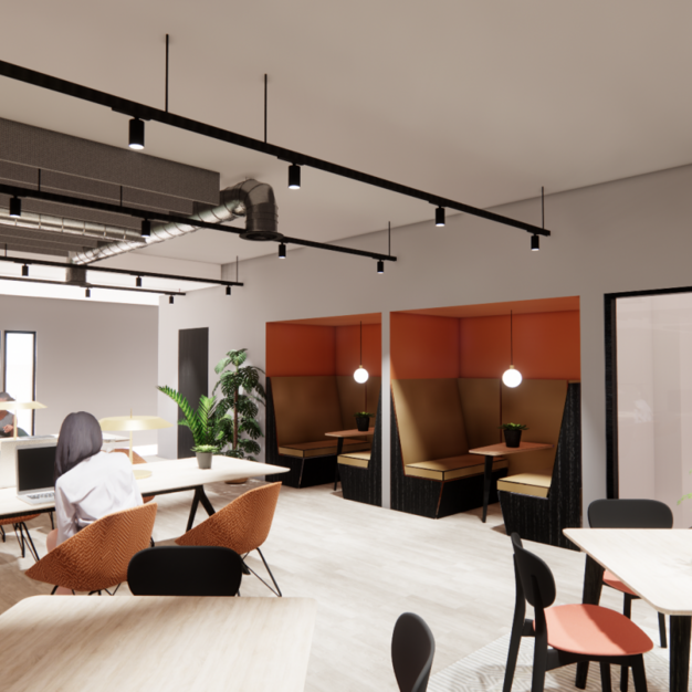 A breakout area in Brindley Place, Spacemade, Birmingham