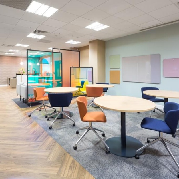 A breakout area in Brindleyplace, Landmark Space, Birmingham