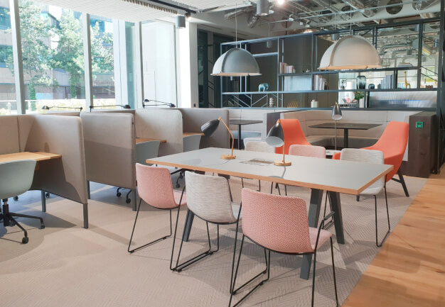 A breakout area in Colmore Circus, Orega, Birmingham