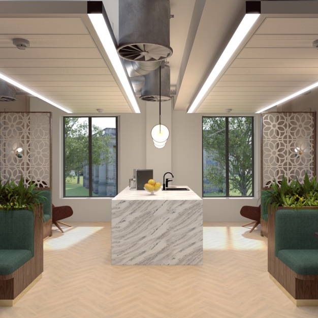 A breakout area in St Philips Place, Gilbanks, Birmingham