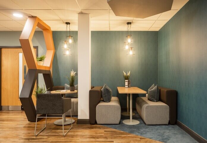 A breakout area at Turnberry Park Road, Pure Offices in Leeds