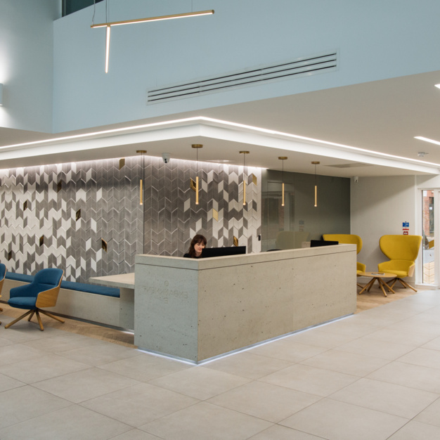 Reception area at Neville Street, Wizu Workspace in Leeds
