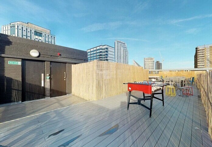 The roof terrace at Silicon Roundabout, Business Cube Management Solutions Ltd in Old Street