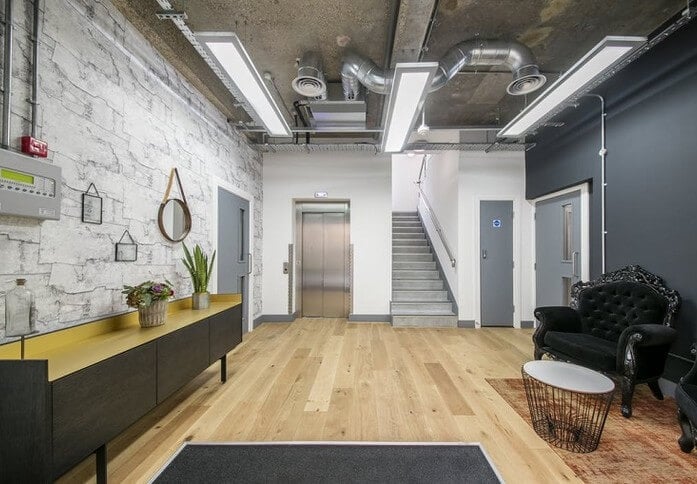 Foyer area at 114-116 Curtain Road, The Boutique Workplace Company in Shoreditch