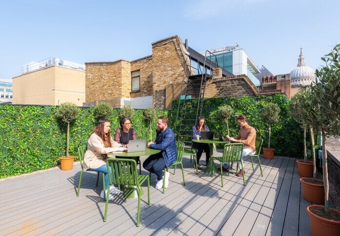 The outdoor area at Watling Street, The Boutique Workplace Company in St Paul's