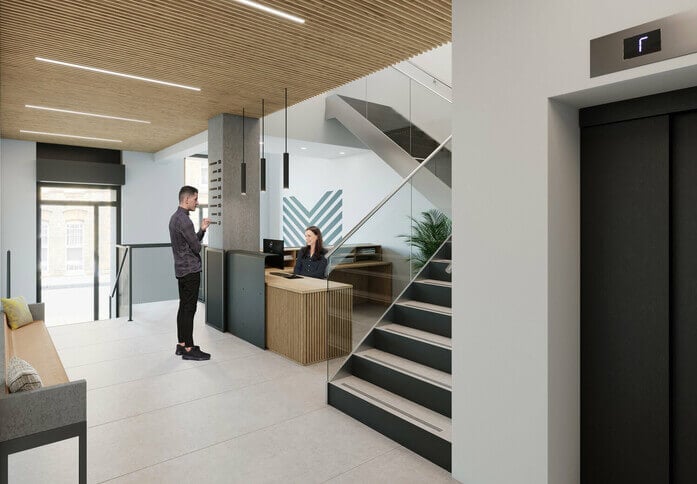 The reception at 14 Bonhill Street, Business Cube Management Solutions Ltd in EC2
