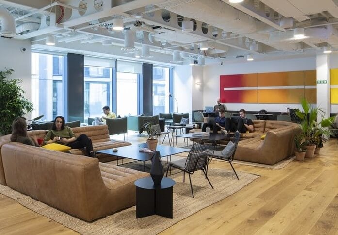 A breakout area in The Cursitor, WeWork, Chancery Lane