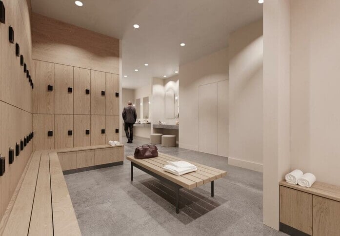 The showers at Swan Court, Workspace Group Plc in Wimbledon, SW19 - London