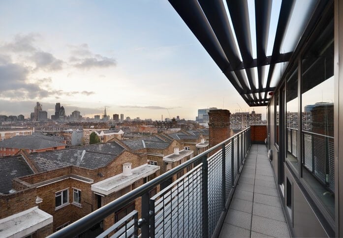 Balcony/terrace at The Pill Box,Workspace Group Plc, Bethnal Green