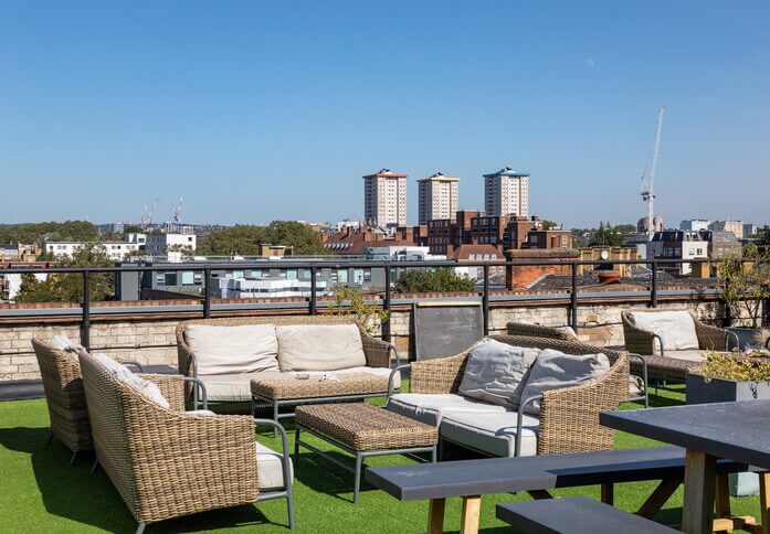 Roof terrace at Connolly Works, The Boutique Workplace Company in King's Cross, WC1 - London