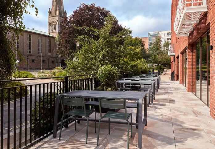 The outdoor area at Broadwalk House, Clockwise River Limited in Exeter