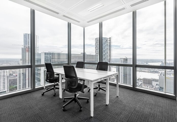 Dedicated workspace which is in 25 Canada Square, Regus, Canary Wharf