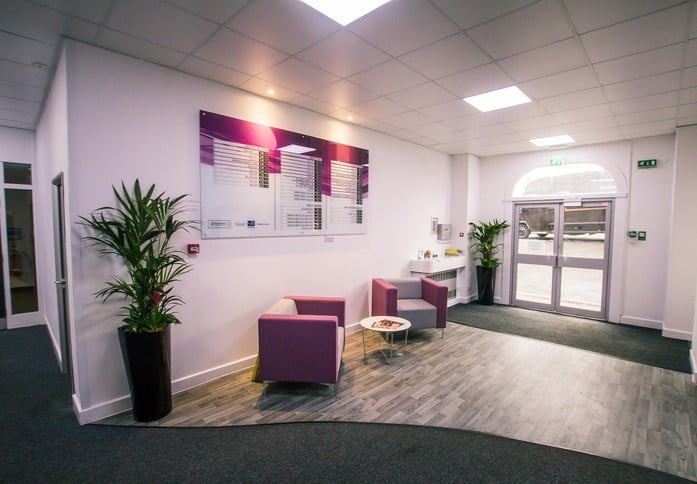 Reception area at The Refinery, Offyx Management Limited in Leeds