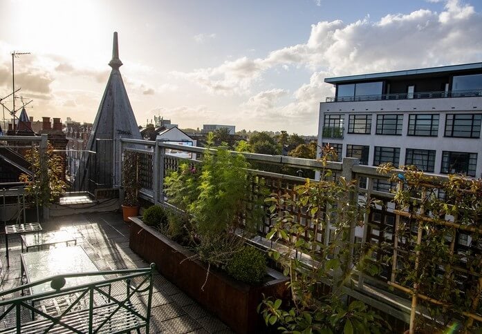 Roof terrace at Shakespeare House, Ocubis in Battersea