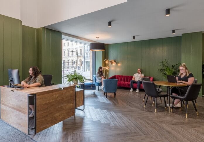 The reception at 1 Fetter Lane, The Boutique Workplace Company in Fleet Street