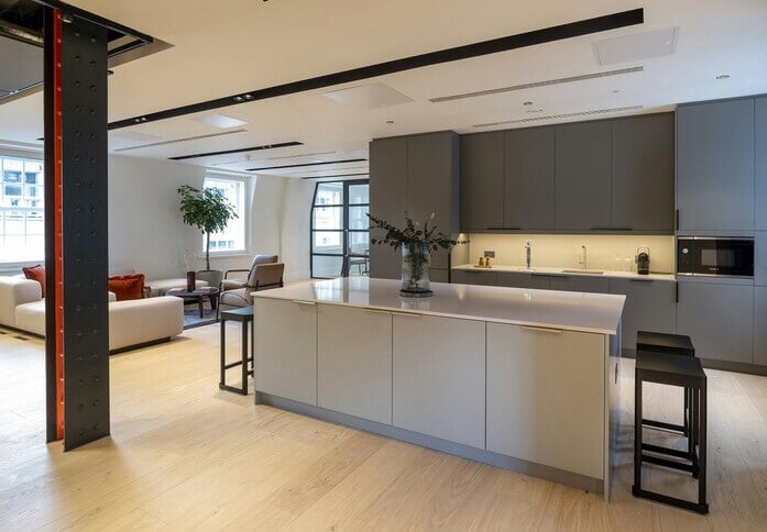 The dedicated kitchen at Mewes & Davis, RX LONDON LLP in Bishopsgate, EC1 - London