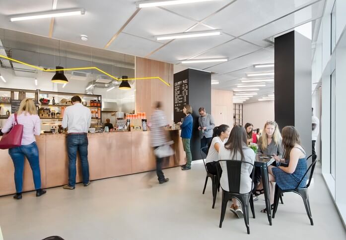 CafÃ© area at The Light Bulb, Workspace Group Plc, Wandsworth
