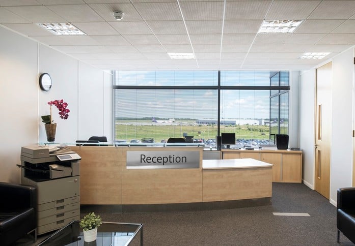 Reception area at Endeavour House, Regus in Stansted