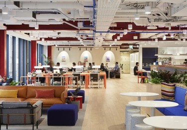 Breakout area at 70 Wilson Street, WeWork in Shoreditch