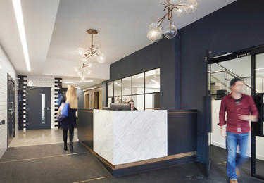 Reception area at 338-346 Goswell Road, Workspace Group Plc in Angel