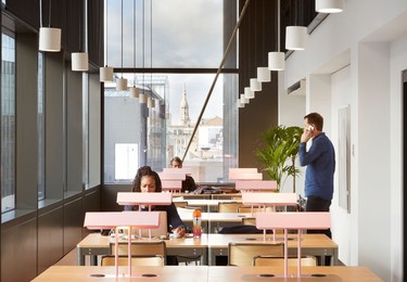 The shared deskspace at The Bower, WeWork in Old Street