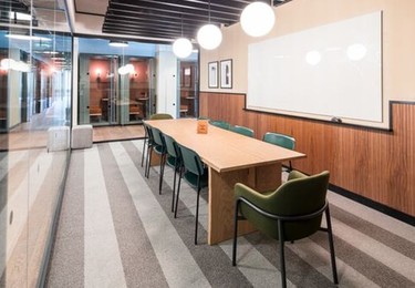 The meeting room at 1 Spinningfields, WeWork in Manchester