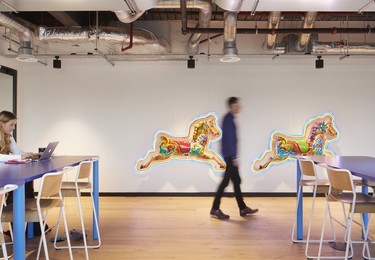 The shared deskspace at 123 Buckingham Palace Road, WeWork in Victoria
