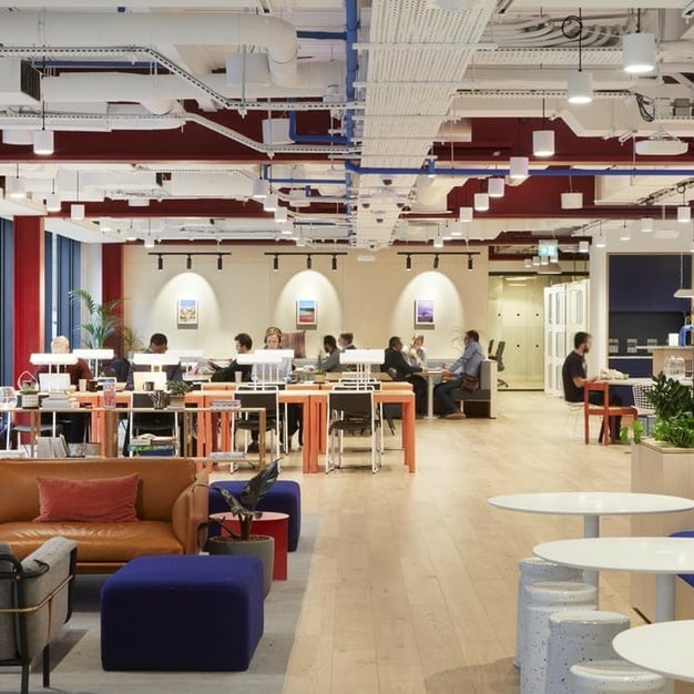 Breakout area at 70 Wilson Street, WeWork in Shoreditch