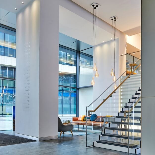 Reception area at City Tower, Beaumont Business Centres in Moorgate