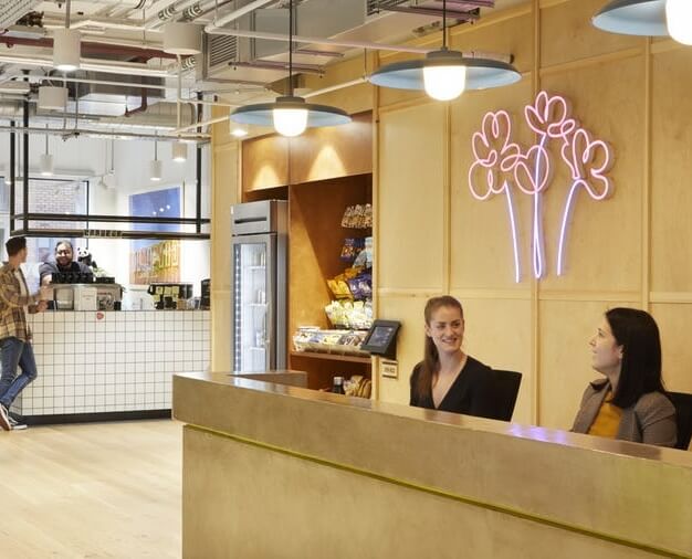Reception area at Provost & East, WeWork in Old Street