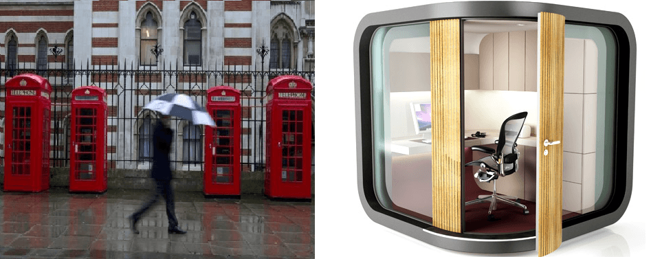 london phone boxes replaced with office pods
