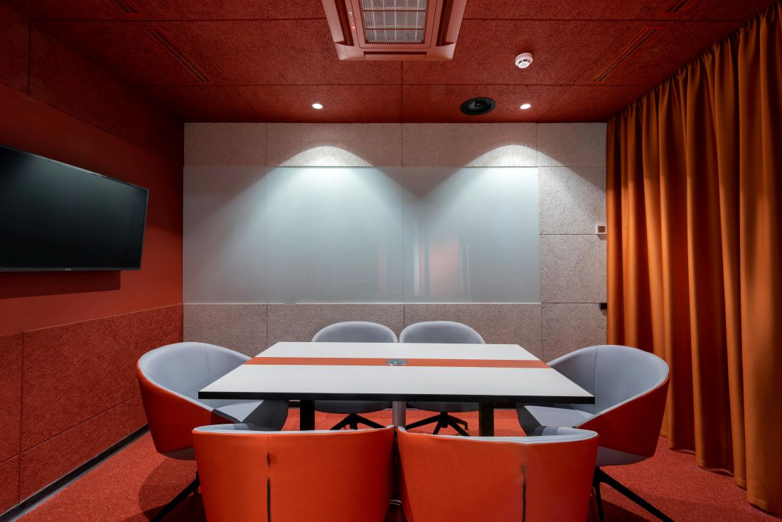 meeting room with curtain divider