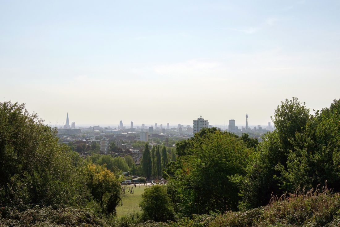 looking to the city from the suburbs