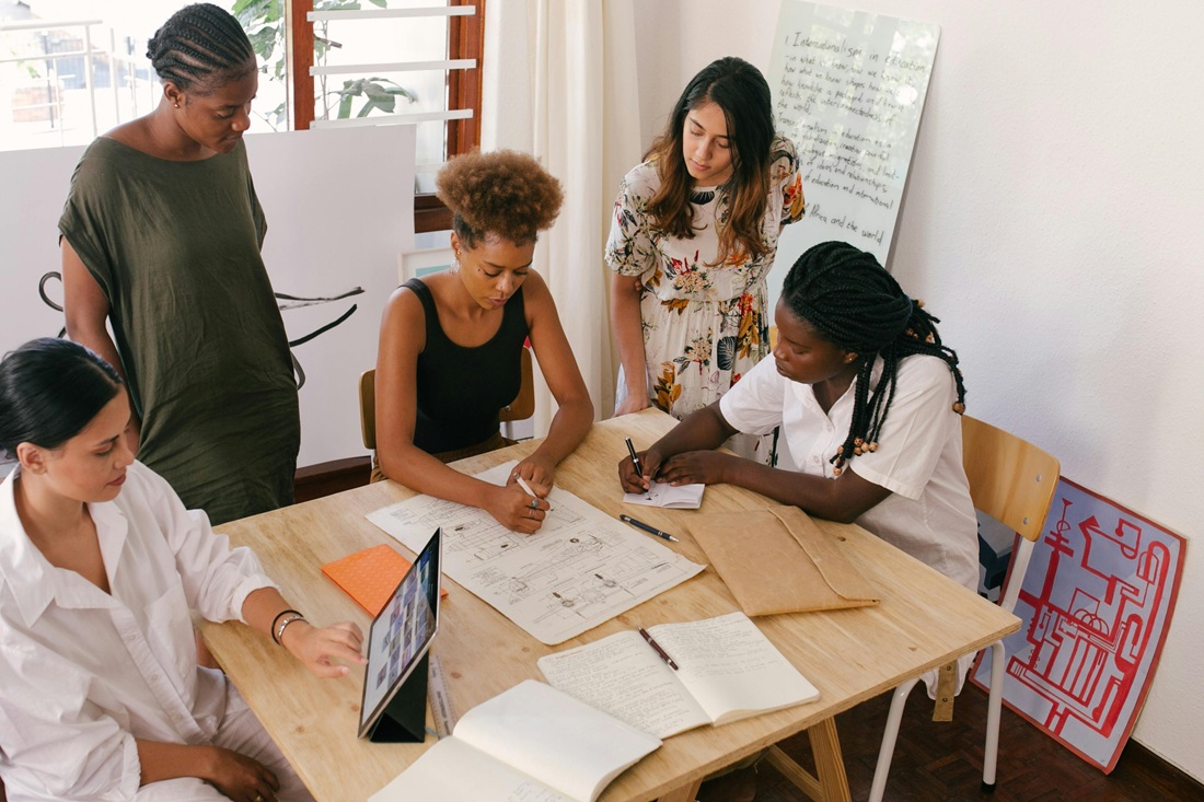 collaborating on creative project